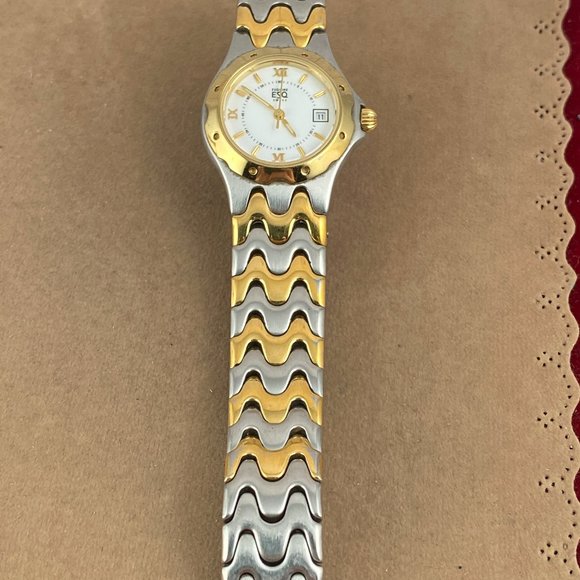 Vintage Movado Freedom Swiss Watch ESQ 2 Tone Gold & Stainless Steel with Date